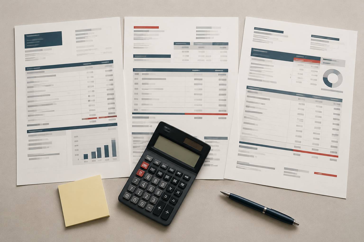 Trois devis aux colonnes floutées avec calculette pour comparer les forfaits